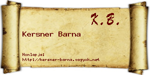 Kersner Barna névjegykártya